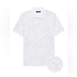 User Banana Republic Pattern Leaves White Polo